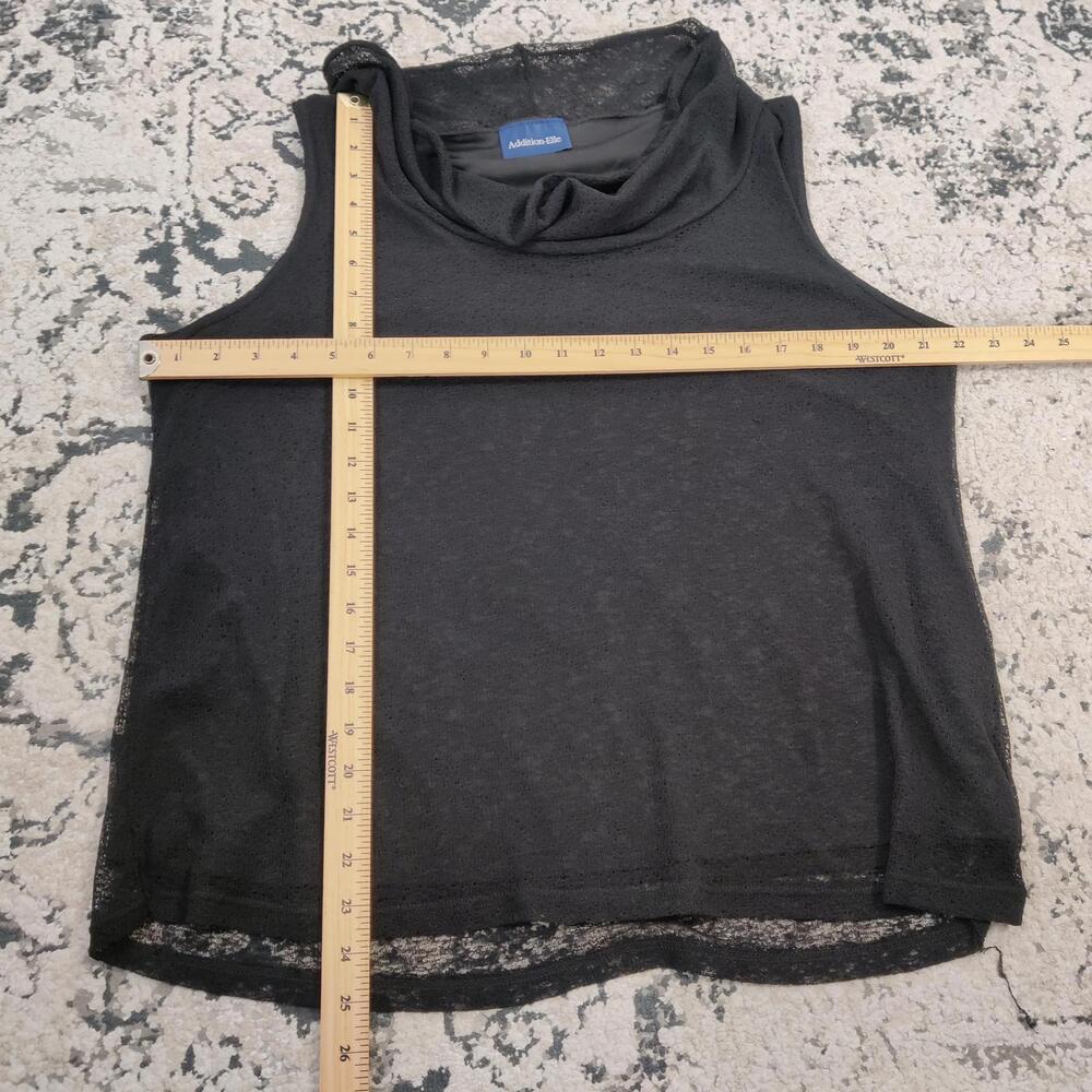 Addition Elle Black Sheer Overlay Sleeveless Top Size 1X Emo Goth Feminine - Picture 5 of 8